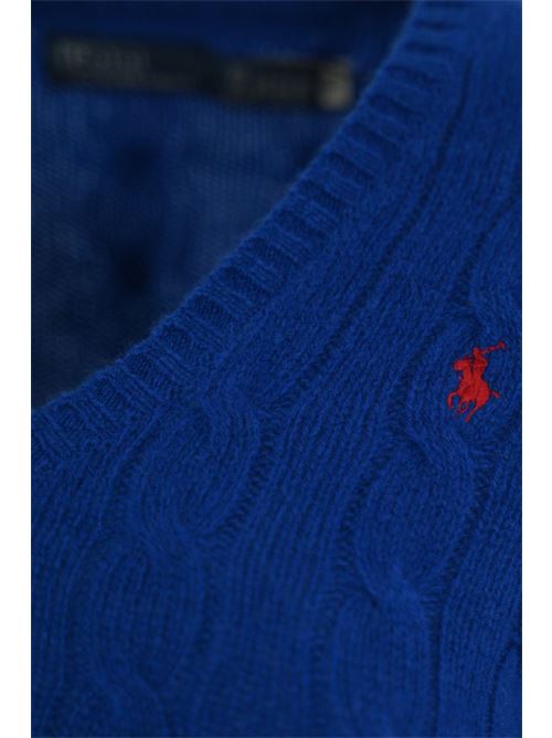 Maglione intrecciato con scollo a V bluette POLO RALPH LAUREN | 211 910422018